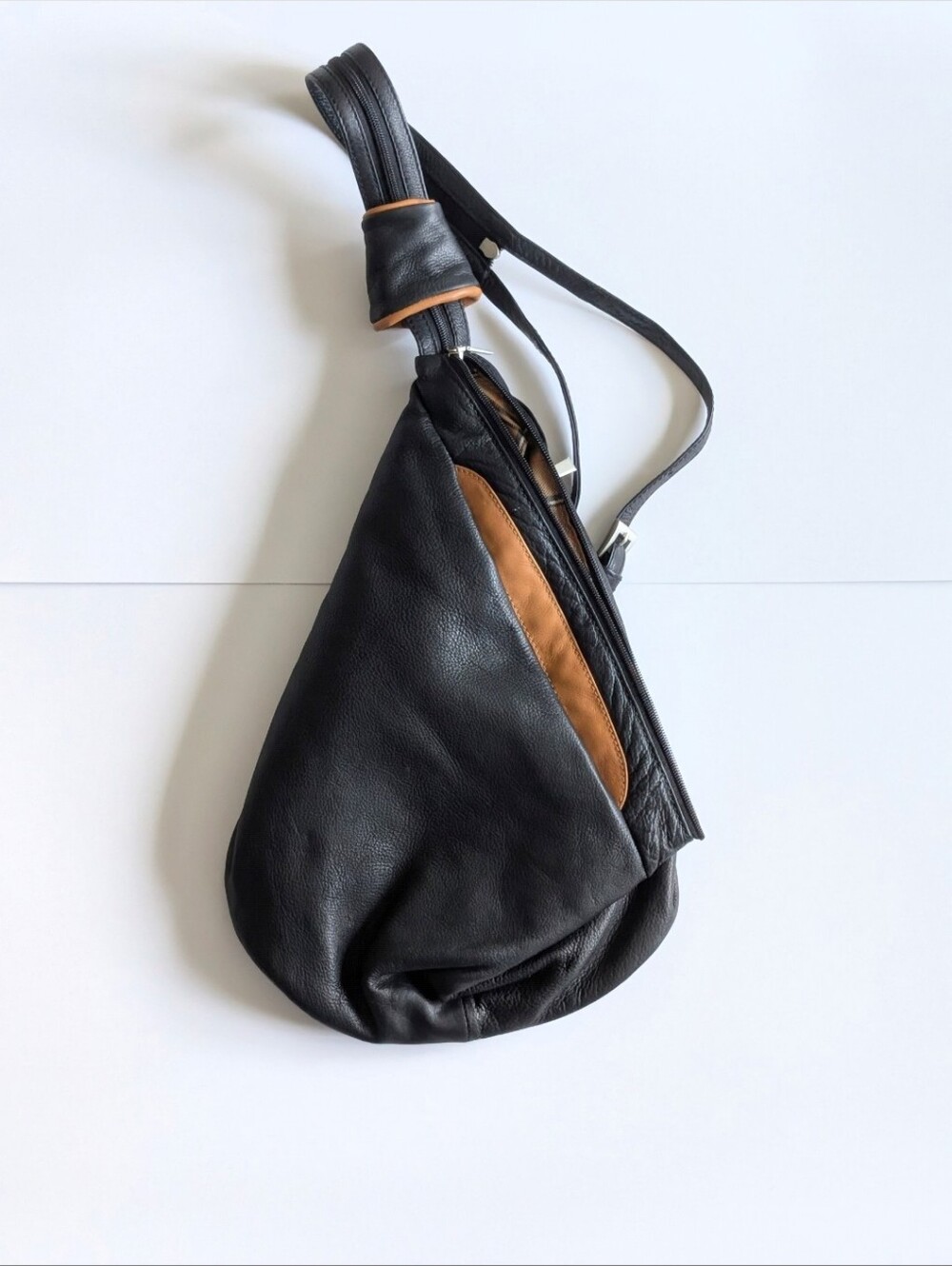 Vintage Y2K Genuine Leather Teardrop Sling Backpack Convertible